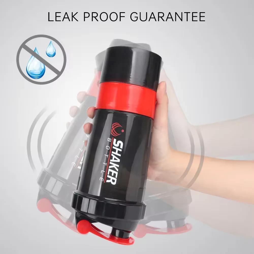 B30-0062 BPA Free Customized Logo 500ml GYM Protein Shaker Bottles with Metal Mixer Sport Water Shaker 3in1 Protein Shakers