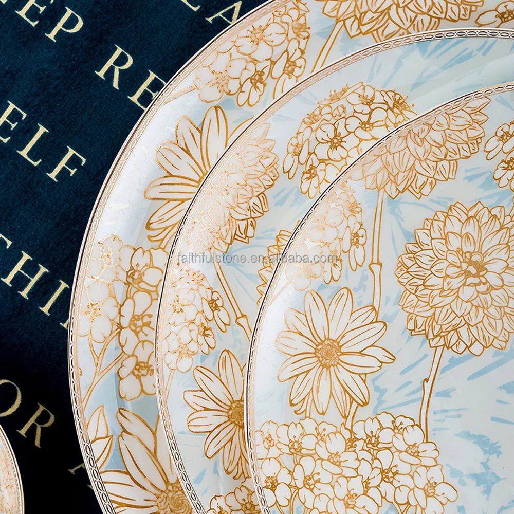 custom modern luxury glaze ceramic porcelain plates bowls sets dinnerware tableware