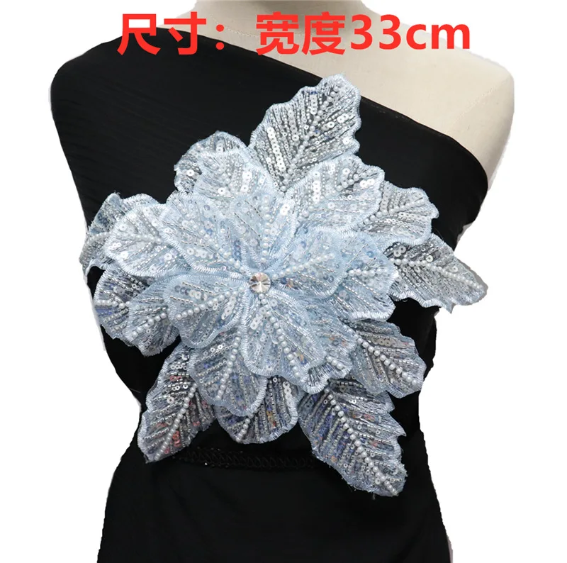 Extra Large Handmade Flower Intricate Beaded Rhinestone Decorative Flower Snowflake Shape Clothing Accessories