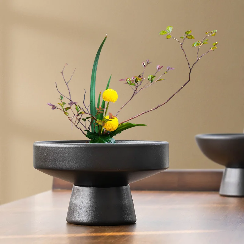 Creative simple flower arranger pot decoration living room desktop ceramic Chinese decorative basin