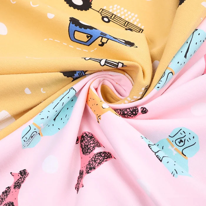  Wholesale Cheap Double Sided Cotton Lycra Knit Fabric Custom Digital Printed For Shirt And Baby