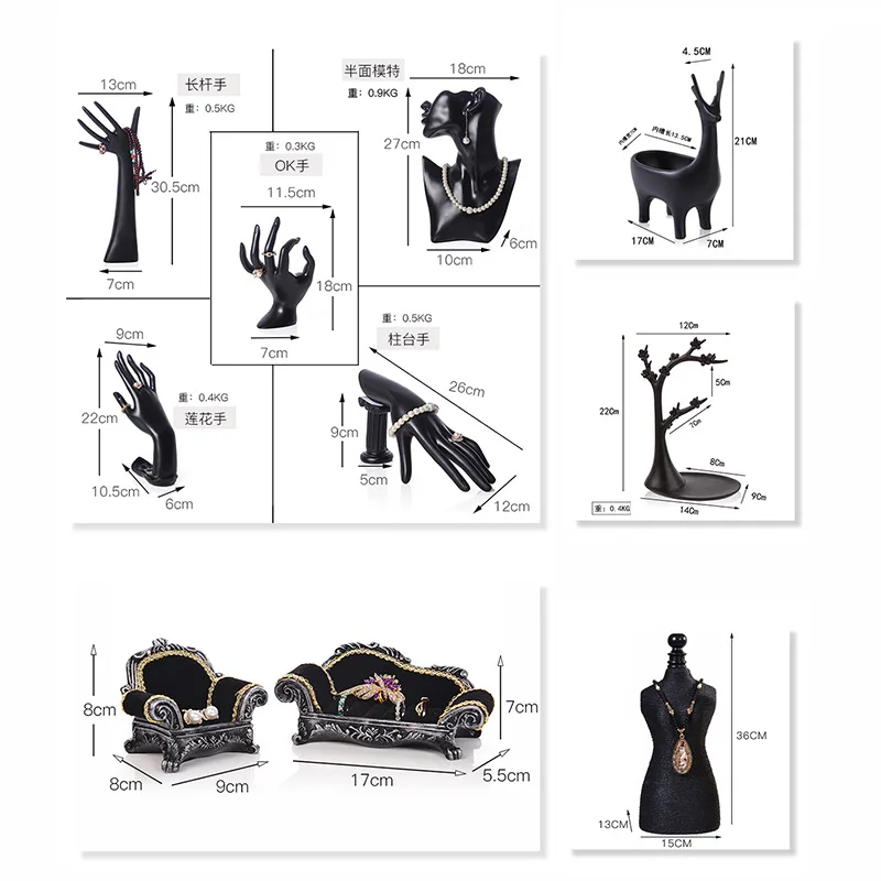 Resin Fawn Sofa Jewelry Display Hand Showcase Props Bust Stand Holder