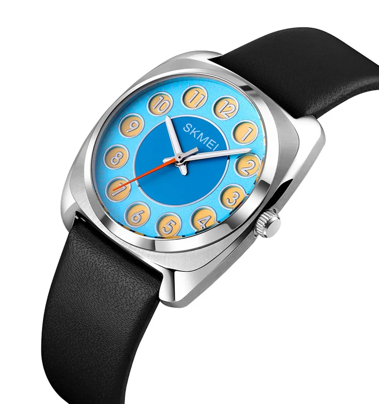 luxury skmei Q029 watch with logo leather strap big face watches