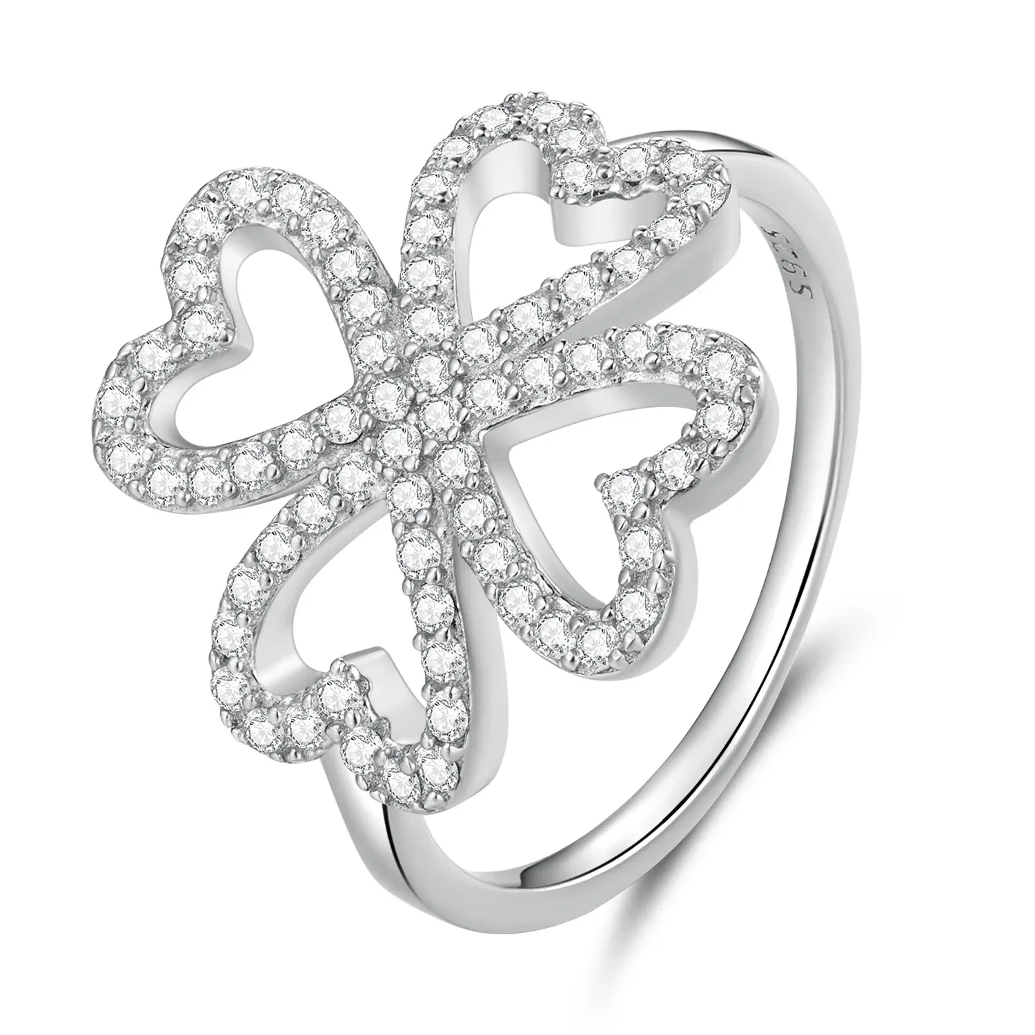 925 кольцо с четырехлистным клевером