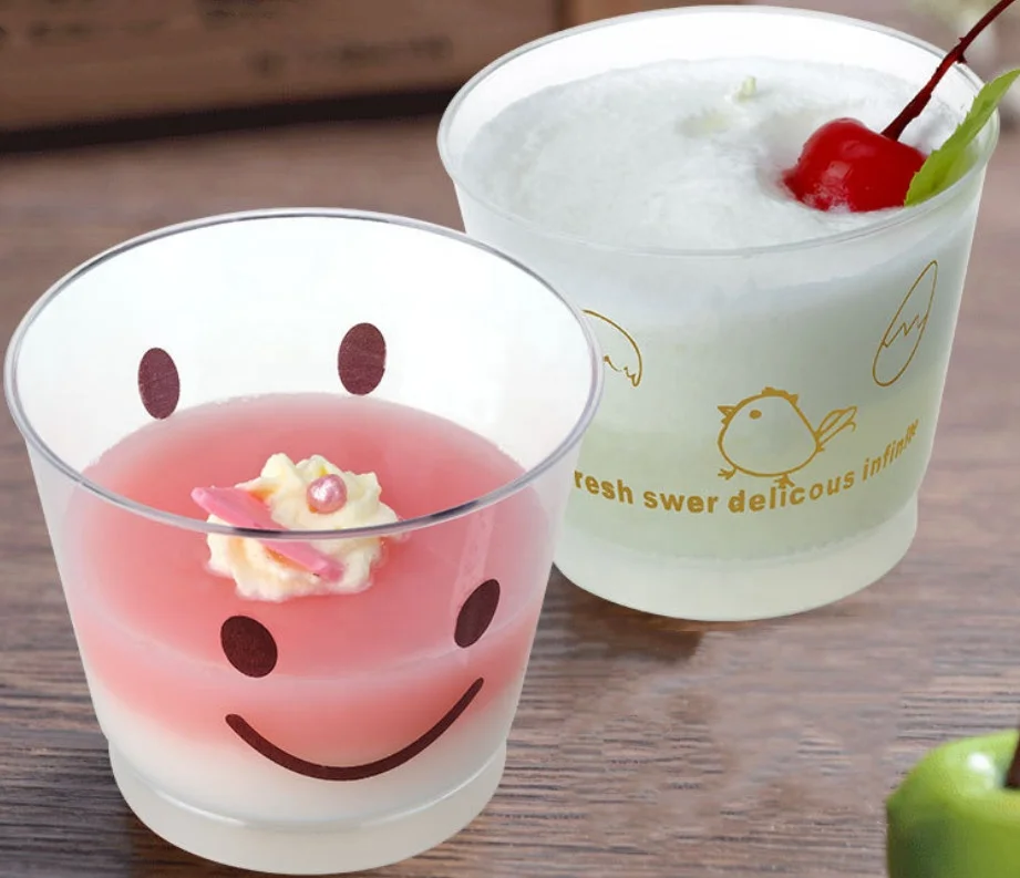 130ml 135ML Round Mousse Cake Cup Glass 5oz Jelly Mousse Pudding Cups Plastic with Lid  for Jelly Ice Cream