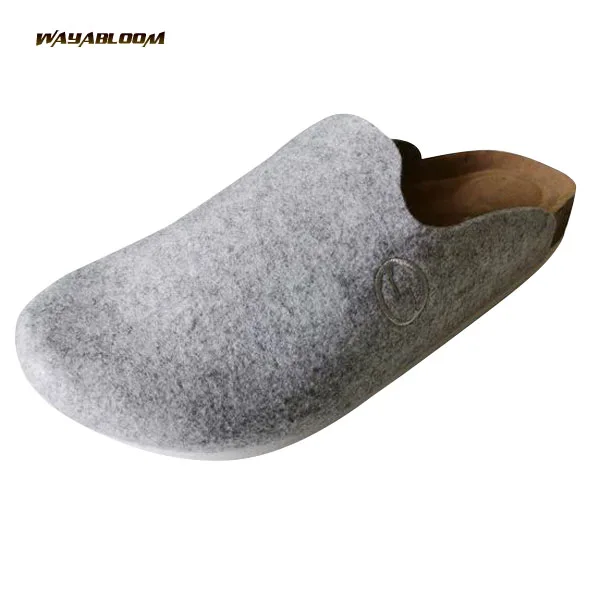 Fashion PU leather trendy felt upper EVA sole Cork slippers