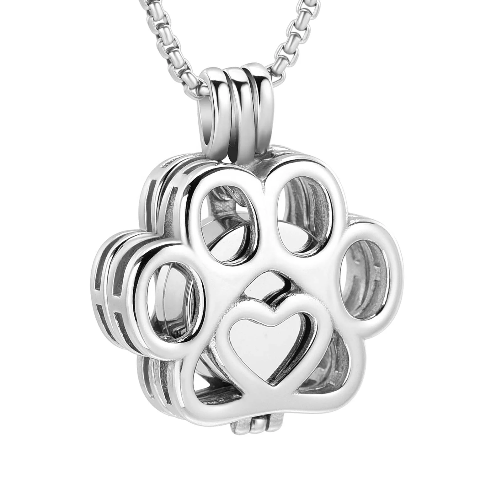 Pet Cremation Jewelry for Ashes Stainless Steel Memorial Locket Necklace Mini Keepsake Cremation Urn for Dog/Cat Paw
