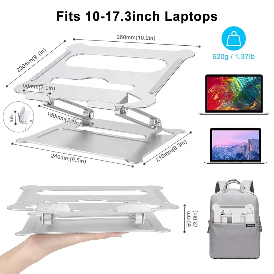 Dual Rotary Shaft Fully Foldable Tablet PC Holder with 360 Rotating Base Ergonomic Laptop Riser Adjustable Laptop Stand