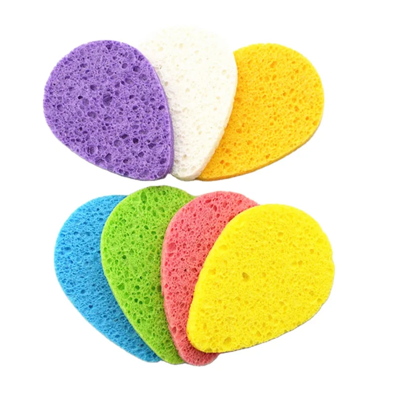 Hot Sale Water-drop Shape Natural Cellulose Sponge Natural Wooden Pulp Material Kitchen Cleaning