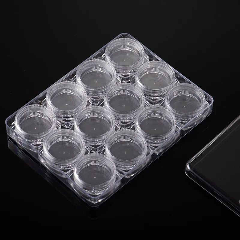 Square Container Jars Clear Plastic Cream Bottle Bead Storage Box Make Up 2.5g Nail Art Jewelry Jar