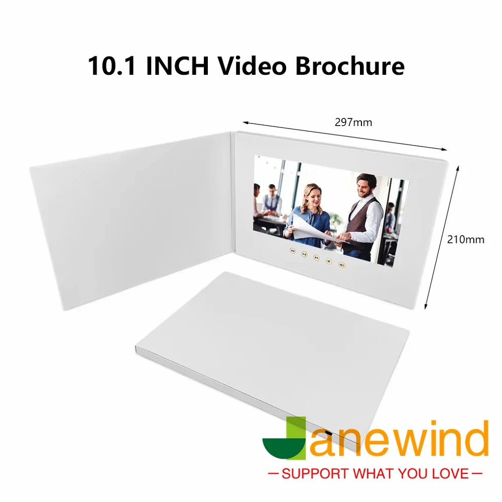 10.1 inch Screen video monitor booklet Blank White  Book Invitation Lcd Video Greeting Card for Valentine Mother Father day Gift