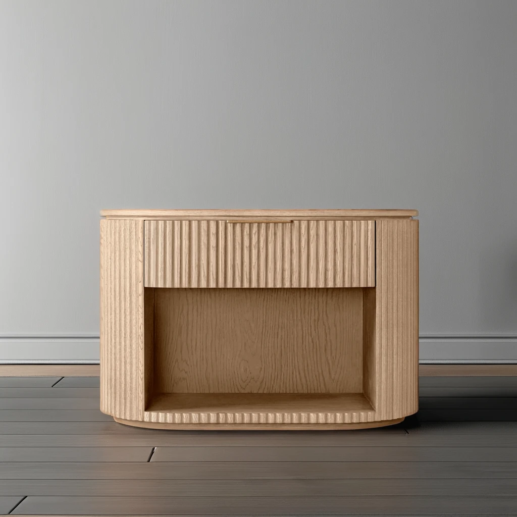 Ferly Factory Customization Luxury Wooden Modern Drawer Bedroom Furniture Bedside Table Solid Oak Large Open Nightstand