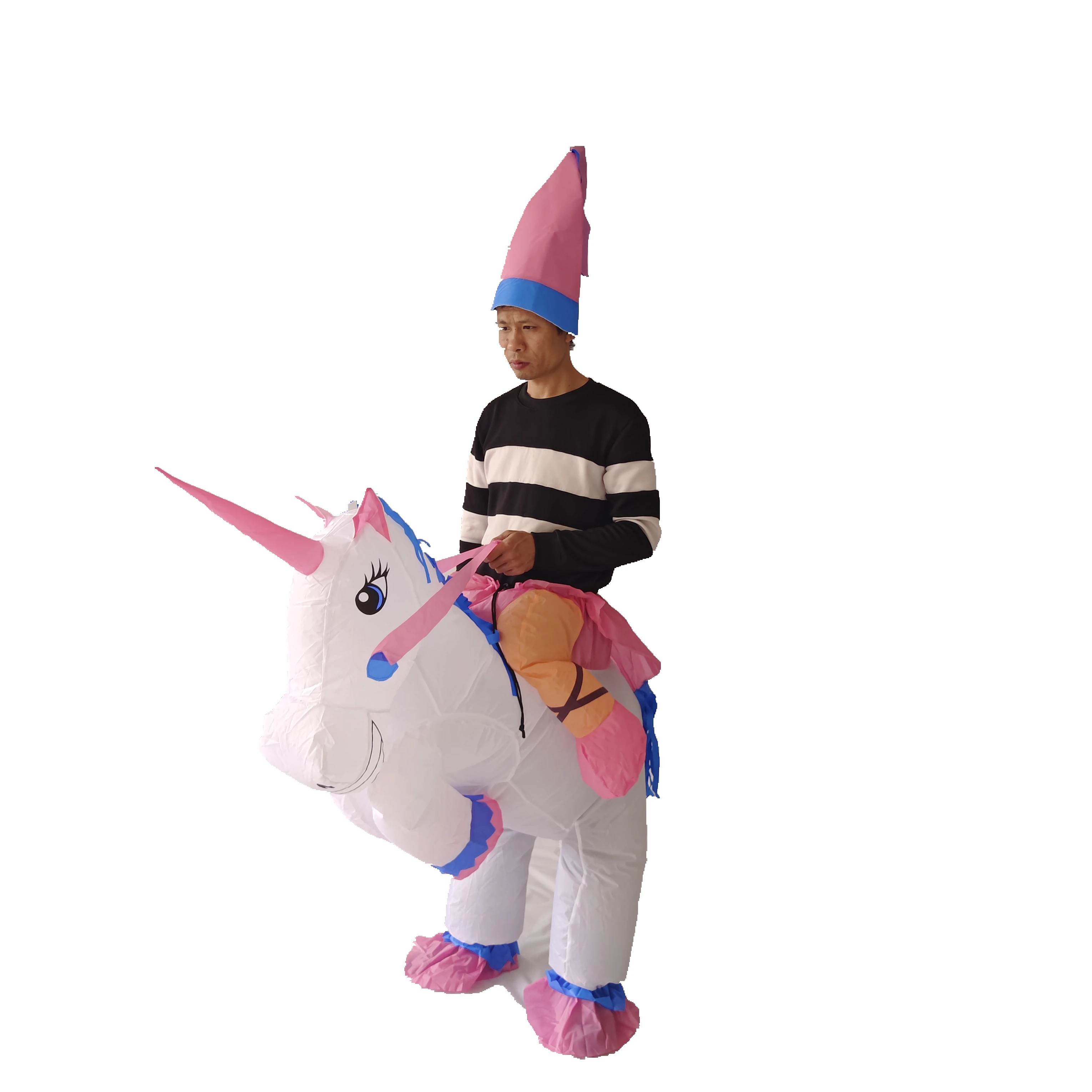 Cute Inflatable Cartoon Animal Toy for Adult Party Decoration Inflatable Costume Riding a Unicorn Air Blow-up Inflatable Costume
