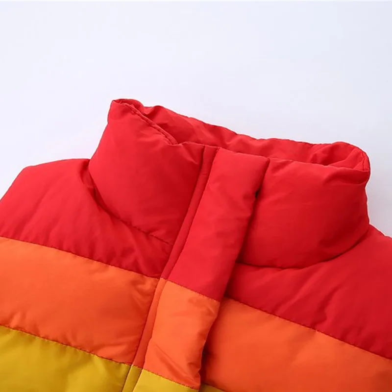 Kids Boys and Girls Rainbow Stripes Vests Colorful Turtleneck Kids Puffer Jackets Baby Girls Coats