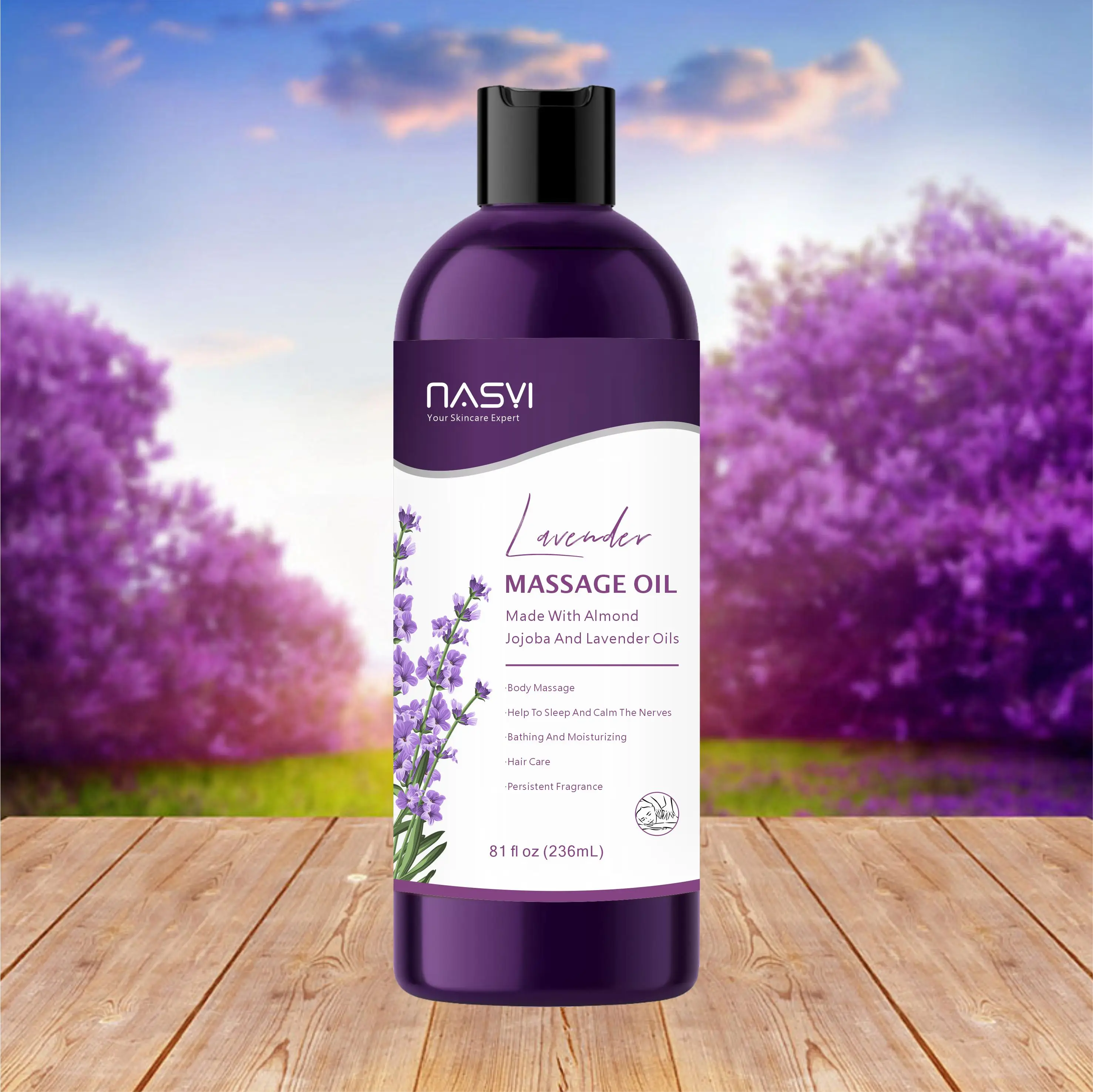 NASYI 100% Pure Lavender Jojoba Body SPA Serum Oil Aromatherapy Organic Aroma Source  Oils 236ml