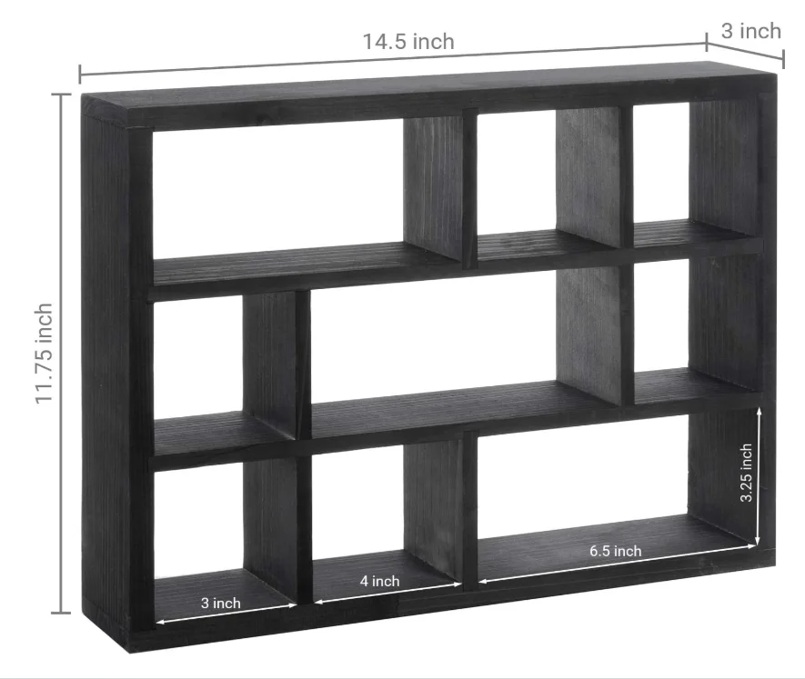 wall lock Multi-Slot Shelf Cube Display 9 Compartment Shadow Box Wall mountable wooden crafts plant shelf display