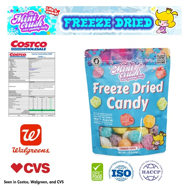 New Crispy candy sweets snacks freeze dried puff