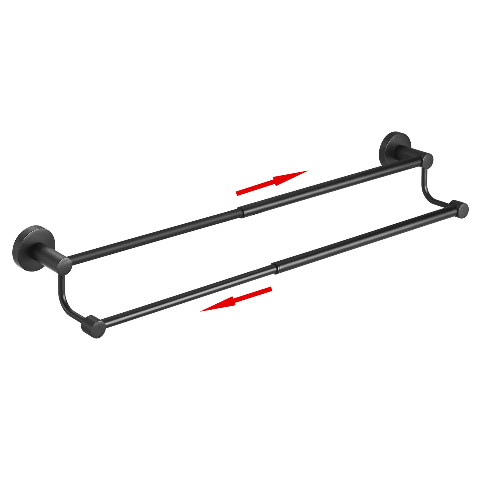 Adjust 16.5-28.5 Inch Double Bathroom Matt Black Stainless Steel Towel Holder Wall Mount With Screw Hand Towel Bar Rack Rod Hang