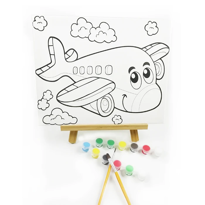 Best Selling Kids Painting Set Stretched Canvas Art Painting Educational Coloring Canvas