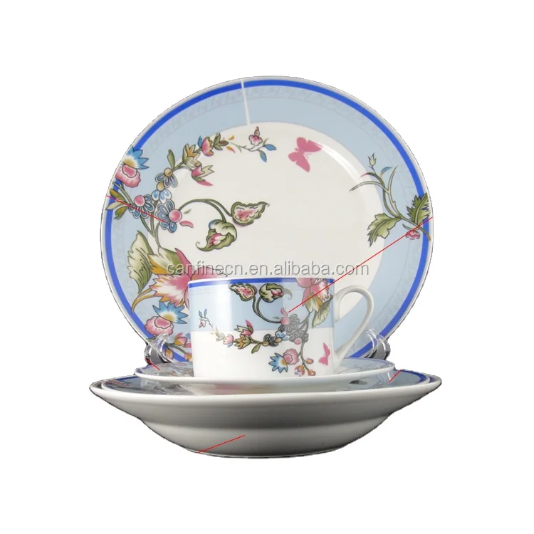 Dinner Set Plate Ceramic Porcelain Floral Design Luxury Cheap Wholesale Dishes White 20/30PCS Plates Sets Dinnerware