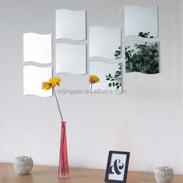 cheap price high quality HD frameless wave S shaped mirror, Wholesale decorative frameless HD mirrors decor wall and furnitures