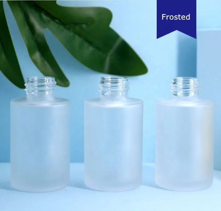 Hot sale 15ml 20ml 30ml 50ml clear flat shoulder essential oil serum glass dropper bottle