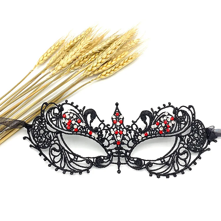 New Halloween Props Half Face Mask Prom Female Sexy Black Diamond Lace Sexy Eye Mask