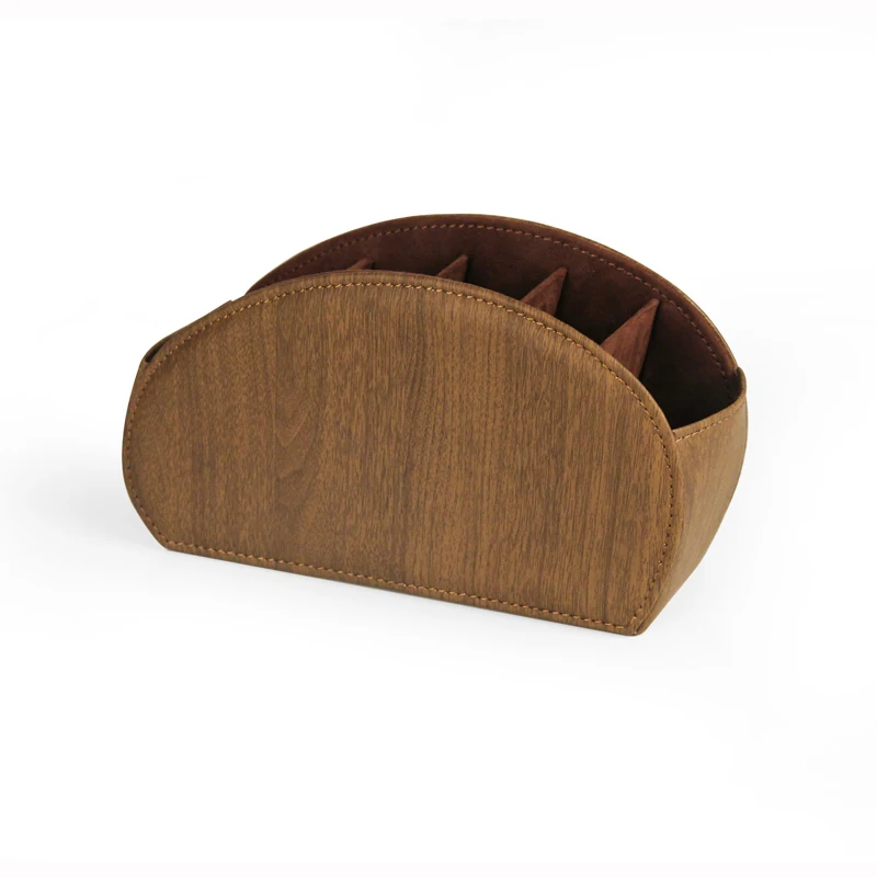Faux leather Wood grain  TV remote control holder desk organizer for office or home decoration