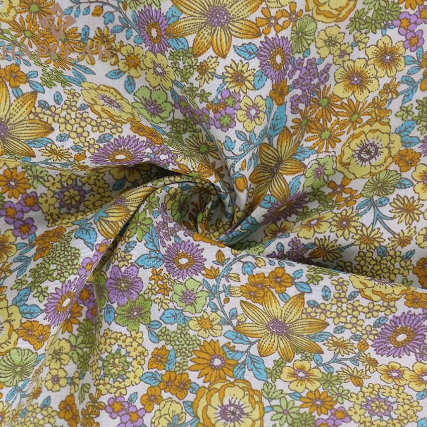 Низкий минимальный заказ оптовая продажа ткань из хлопка с цветочным принтом в наличии хлопчатобумажная для одежды