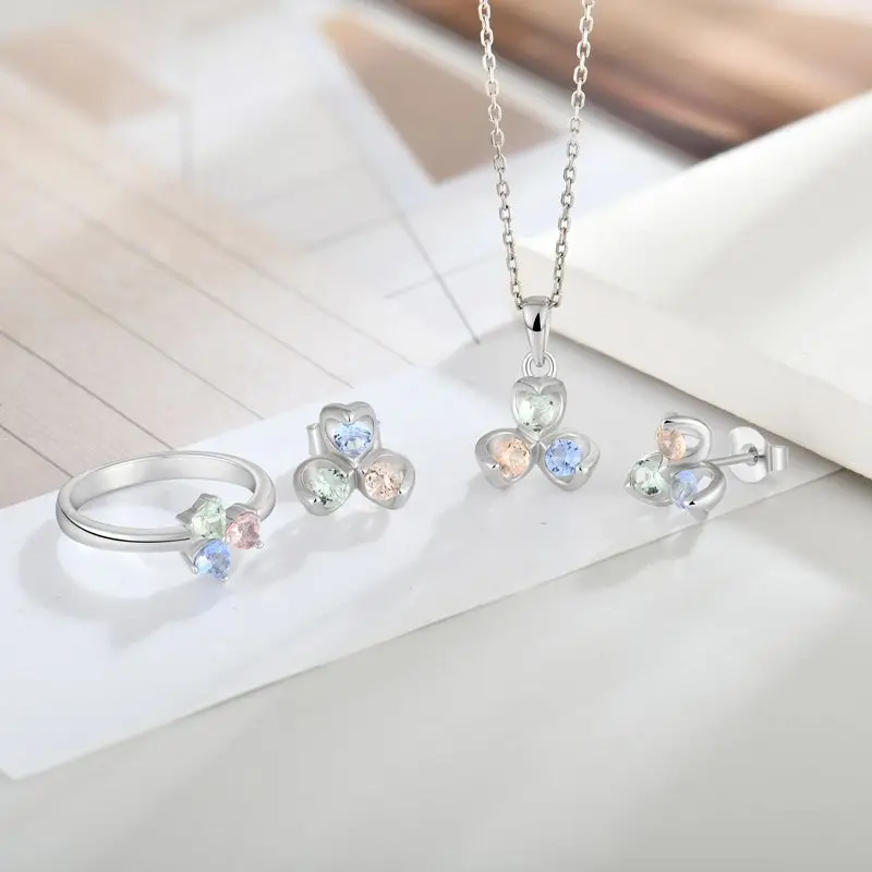 925 стерлингового серебра в форме сердца обручальное кольцо светло-голубой CZ Небесно-Голубой топаз три камня Пасьянс ювелирные изделия с бриллиантами