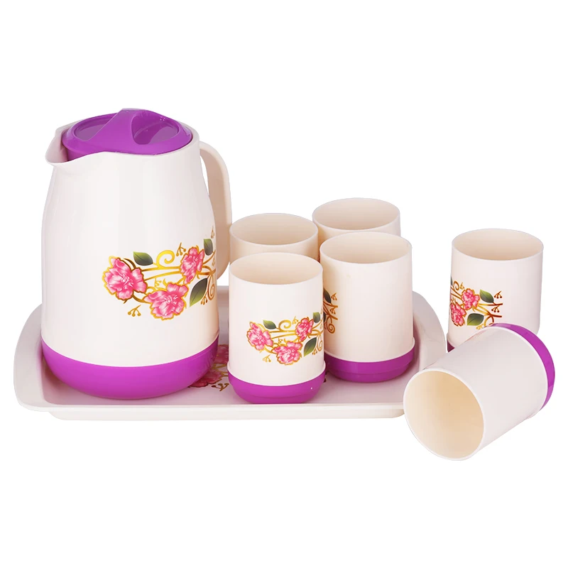 Water Jug Set Plastic Pitcher Ice Cooler PS Square Plastic High Quality BPA Free Eco Friendly 1 5L Double Color Purple Green Red