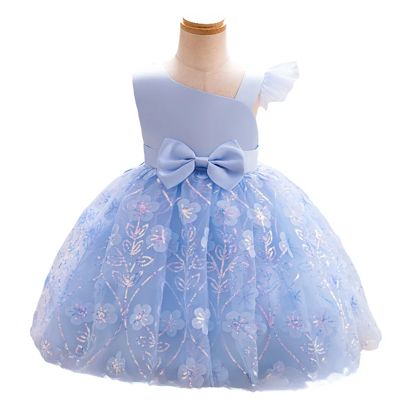 Factory price children lace toddlers princess birthday baby ball gowns flower girl dresses wedding kids dress
