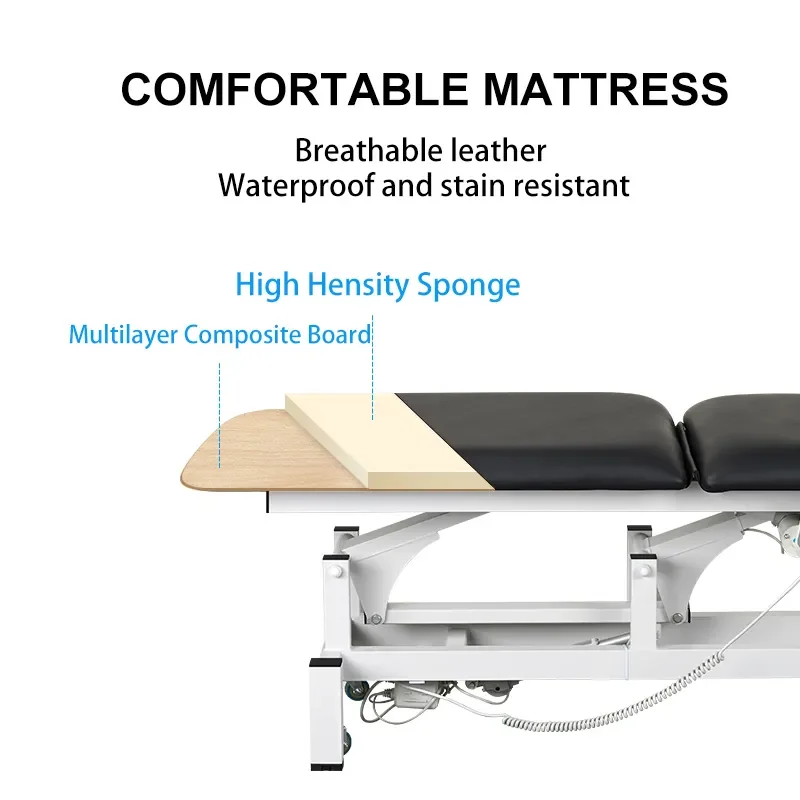 Good Equality Electric Height Adjustable PVC Leather Head and Foot Control Examination Bed