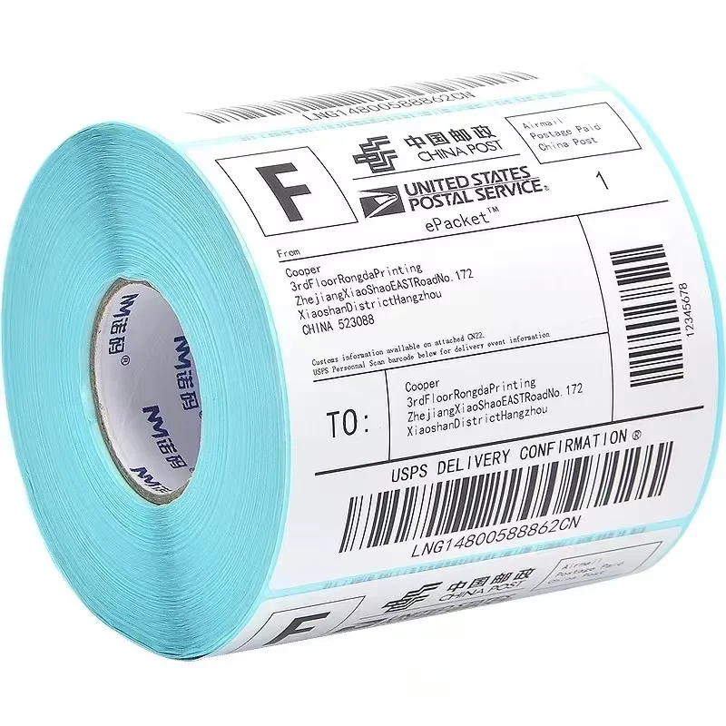 Self-Adhesive Direct Thermal Printer Paper for Shipping Custom Logo Stickers Packaging Labels