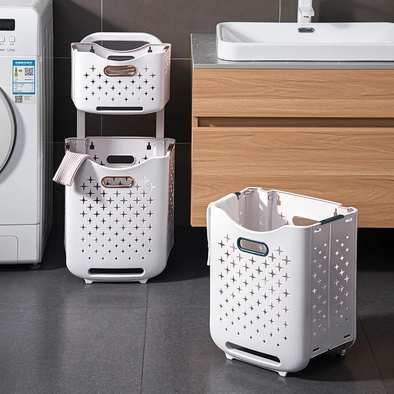 Двухслойная корзина для хранения игрушек в ванной комнате, пластиковая корзина для хранения белья, корзины для белья