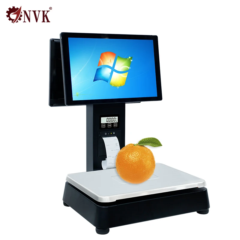 15/30 kg Barcode Scale POS Systems with Dual Touch Screen Display 15.4 inch