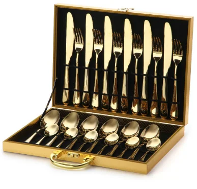
Hot Sales Brass Black Kitchen Fork And Spoon Silverware Gold Cutlery Golden Spoon Stainless Steel Flatware Set 