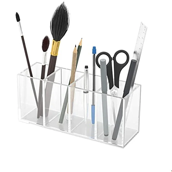 Wholesale Diy Transparent Acrylic Square Round Desktop Storage Multifunctional Student Stationery Storage Pen Holder