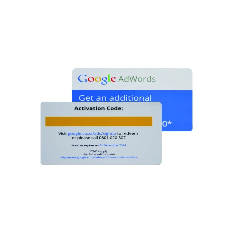 Google Adwords наградная карта ПВХ ценная скидочная карта