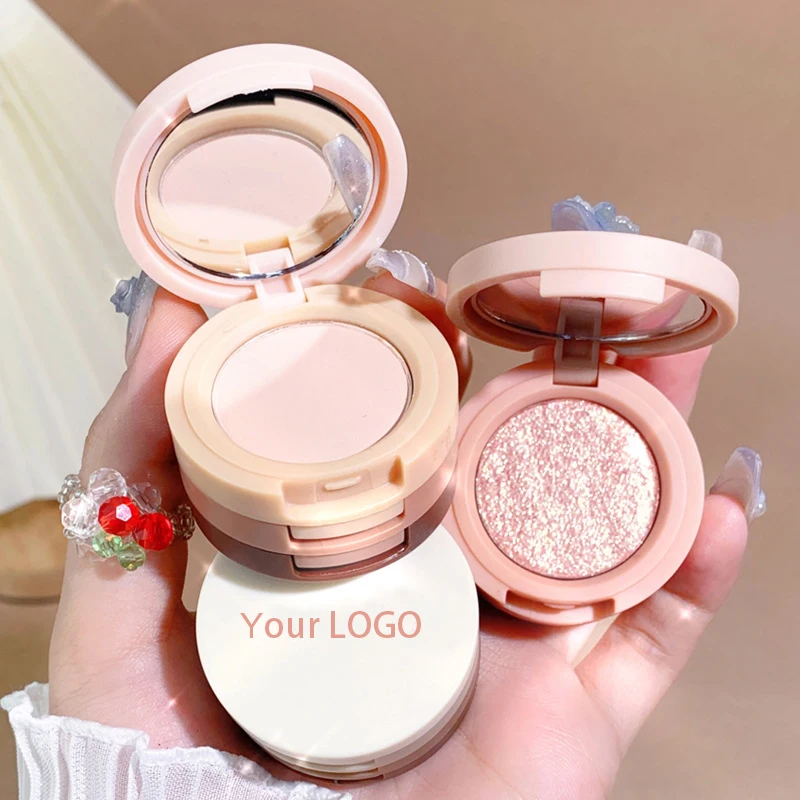 Oem Odm Cosmetics Eye Makeup Vegan Waterproof Smudgeproof High Pigmentation Shimmer Matte 3 Colors Eyeshadow With Mirror