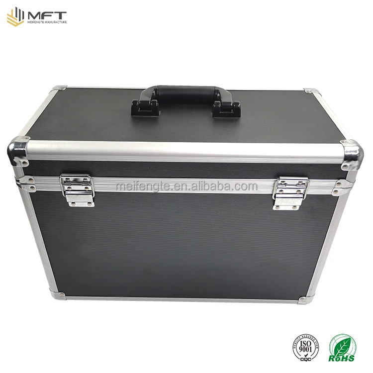 Black MDF Board Aluminum Silver Frame Tool Vertical Case with Customized Foam For Electrical Engineer Tools Storage