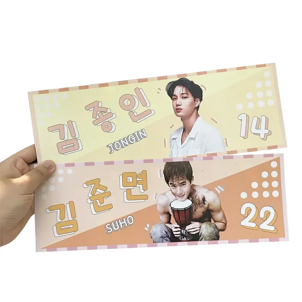 Custom CMYK Printing Kpop Hand Banner Concert Slogan Towel Kpop Fabric Vinyl Banner Double Sided Printed Kpop Banners