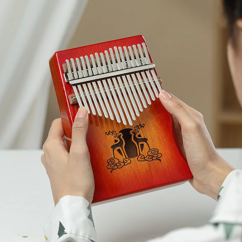 Huashu Kalimba 17 клавиш с чехлом и Songbook музыкальный инструмент выемкой 21 клавиша 8 большой