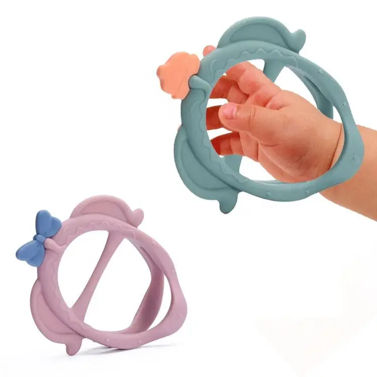 Hot Selling 0-6 Months Anti Drop Handle Infants Baby Chew Toys Mordedor Silicona Silicone Teething Baby Teether Oem&odm