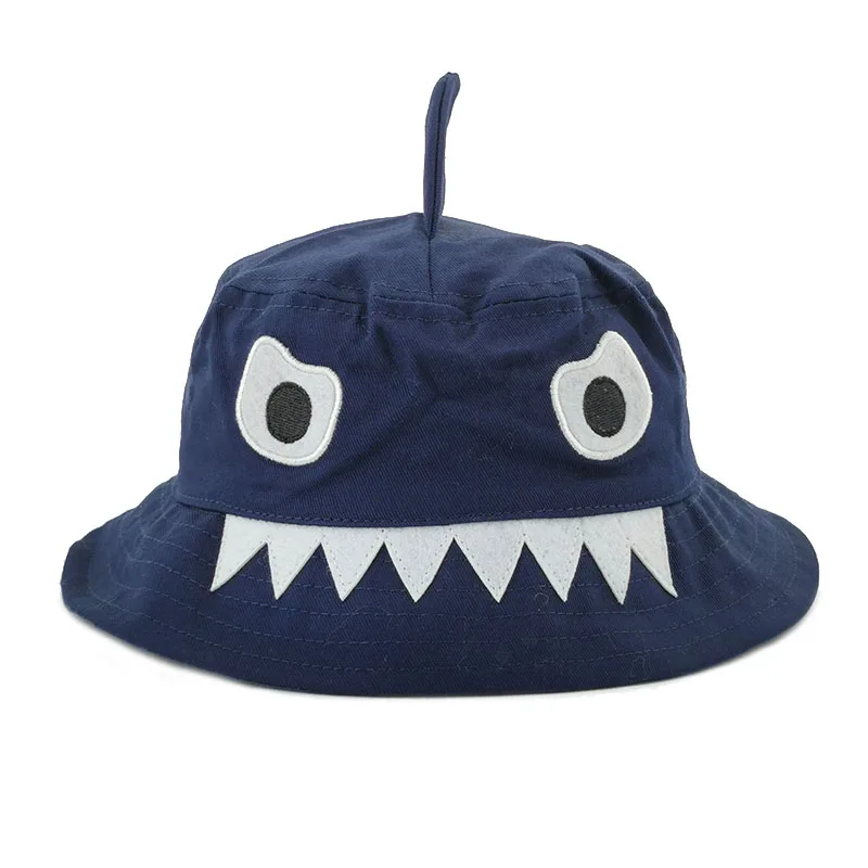 Панама из высококачественной хлопчатобумажной ткани с вышивкой с изображением акулы для малышей