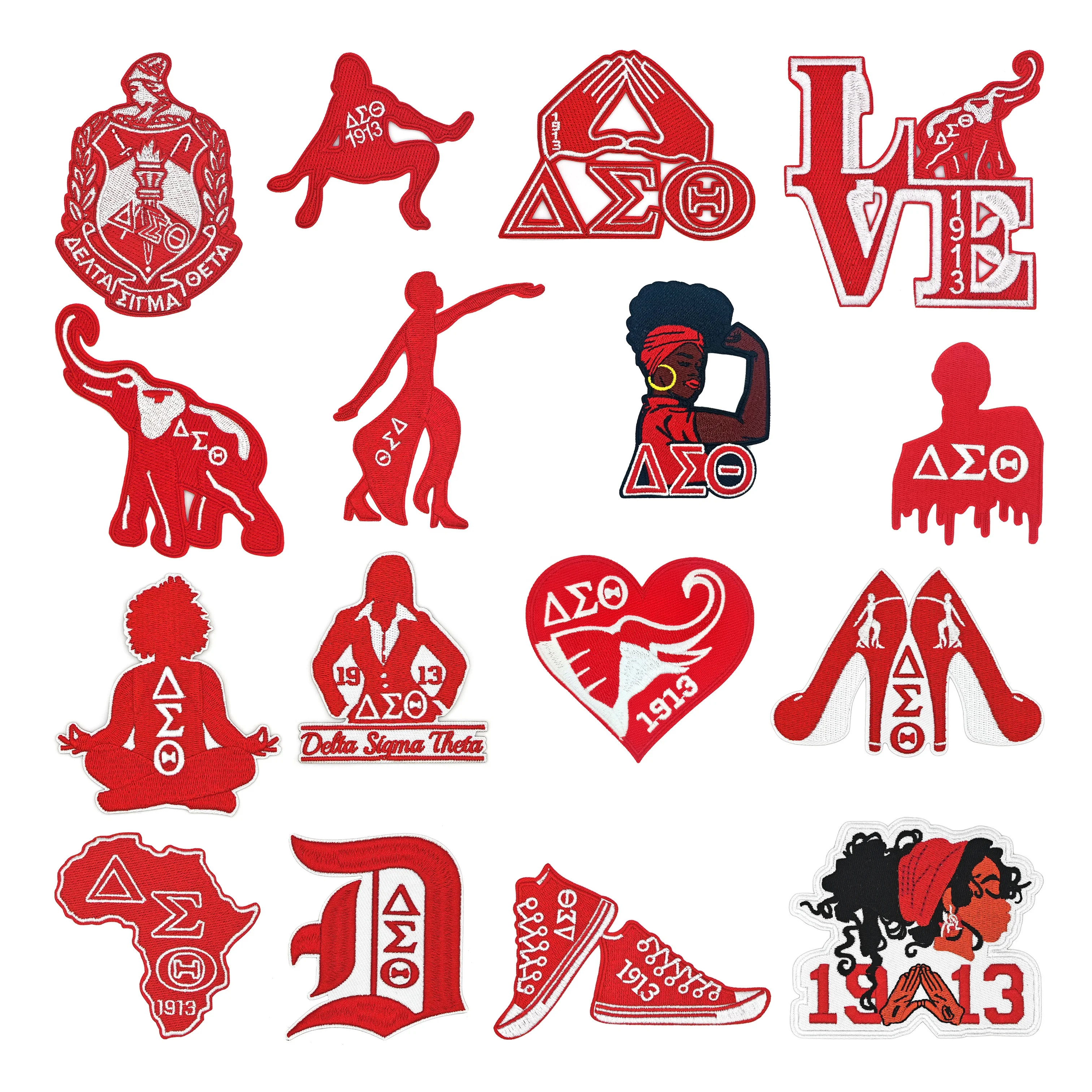 High quality DST sorority embroidery iron on sorority patch DST patch