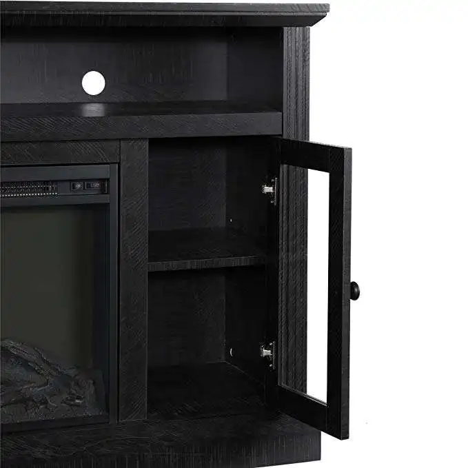 Rustic Wood Home Chicago Tv Stand With Fireplace Furniture With Certificate