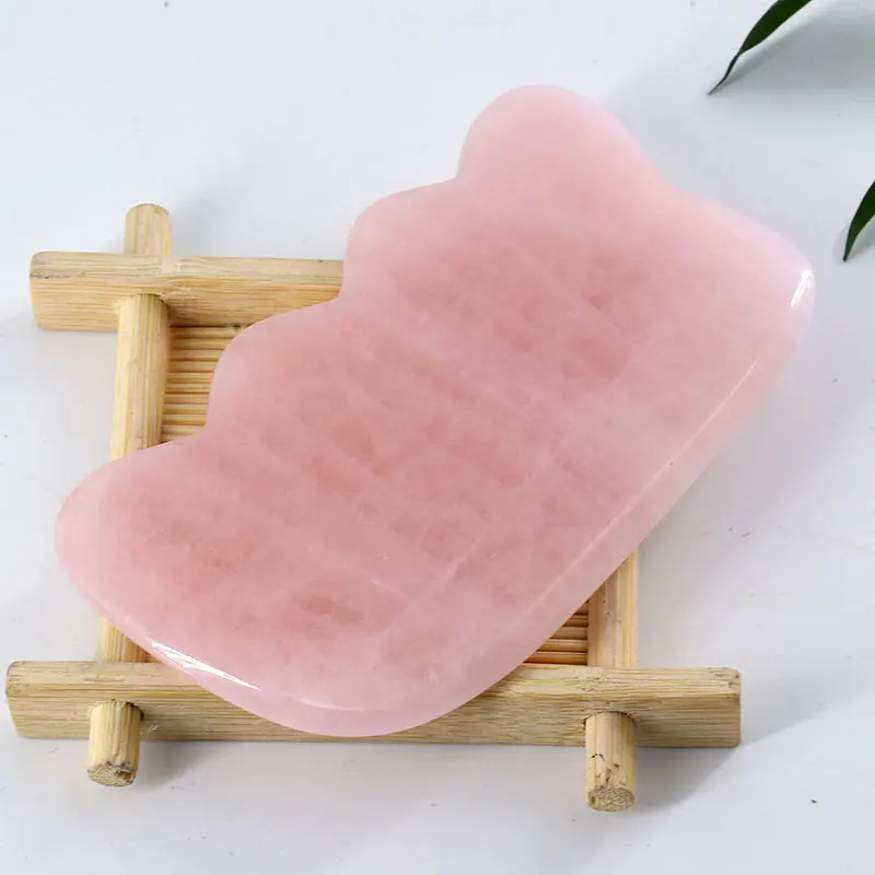 
New Product Face Slimming Body Scraping Board Massage Tool Board Rose Quartz Jade Gua Sha 