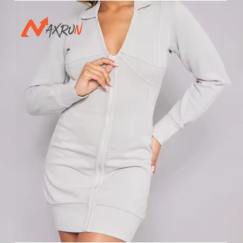 Hot Sale Wholesale Cotton Hoodies Custom Logo Solid Color Long Hoodie Dress for Women