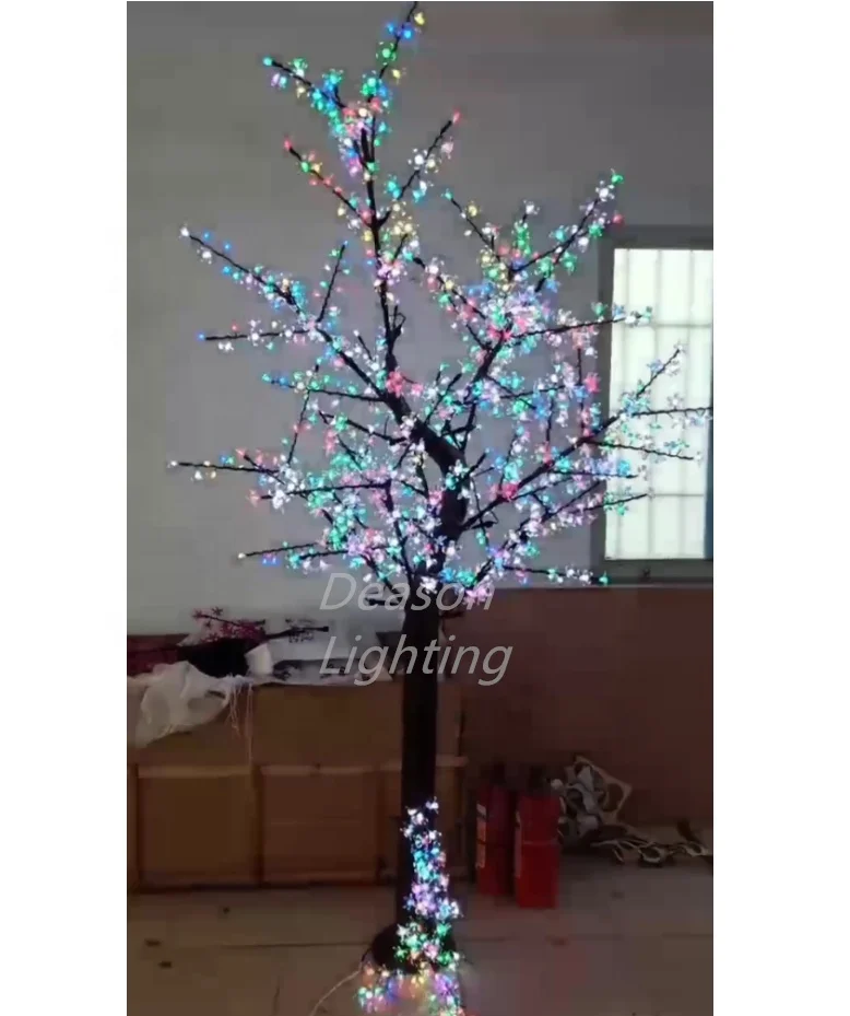 Outdoor Garden Landscape christmas festive decoration artificial RGB color changing cherry blossom led tree light